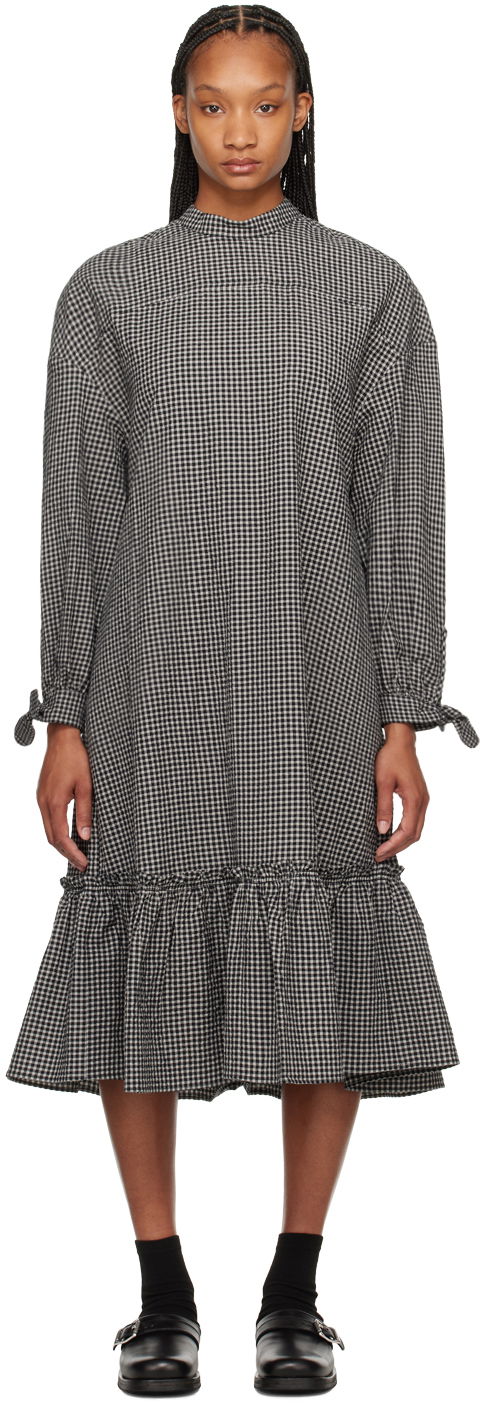 Pокля YMC YMC Rushmore Gingham Midi Dress Черно | Q1WAI