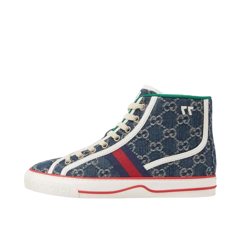 Кецове и обувки Gucci Tennis 1977 High Top Denim GG Print (Women's) Сиво | 627838 2KQ90 4464