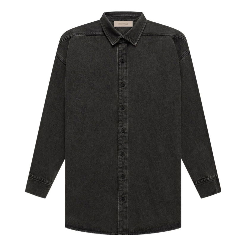 Риза Fear of God Essentials Long Sleeve Denim Shirt Черно | FOG-SS22-460