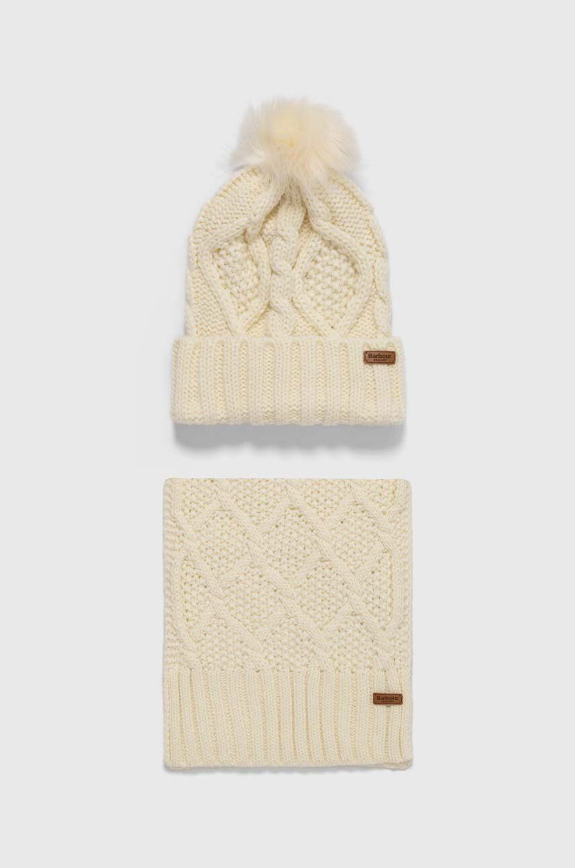 Шал Barbour Cable Knit Hat and Scarf Set Бежово | LGS0075