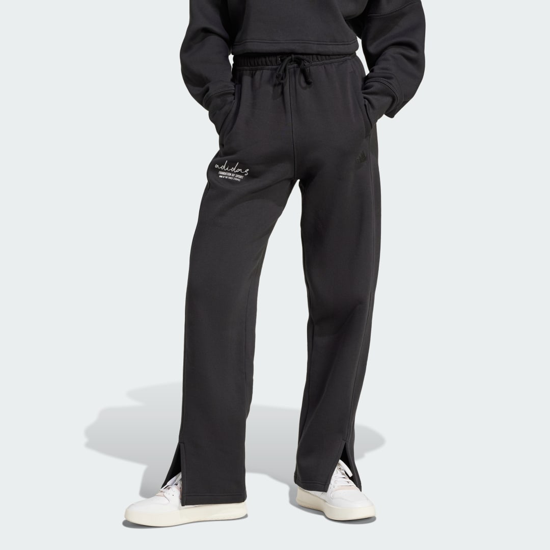 Спортни панталони adidas Performance Embroidered Fleece Straight Leg Pants Черно | IY1470, 0