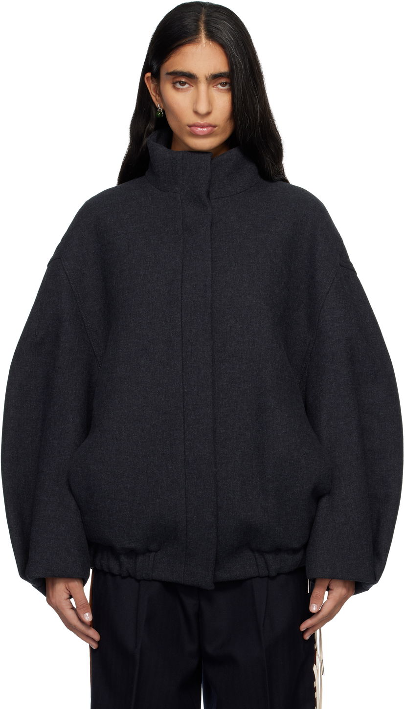 Яке Dries Van Noten Cotton Oversized Stand-Collar Jacket Сиво | 252-010500-2118