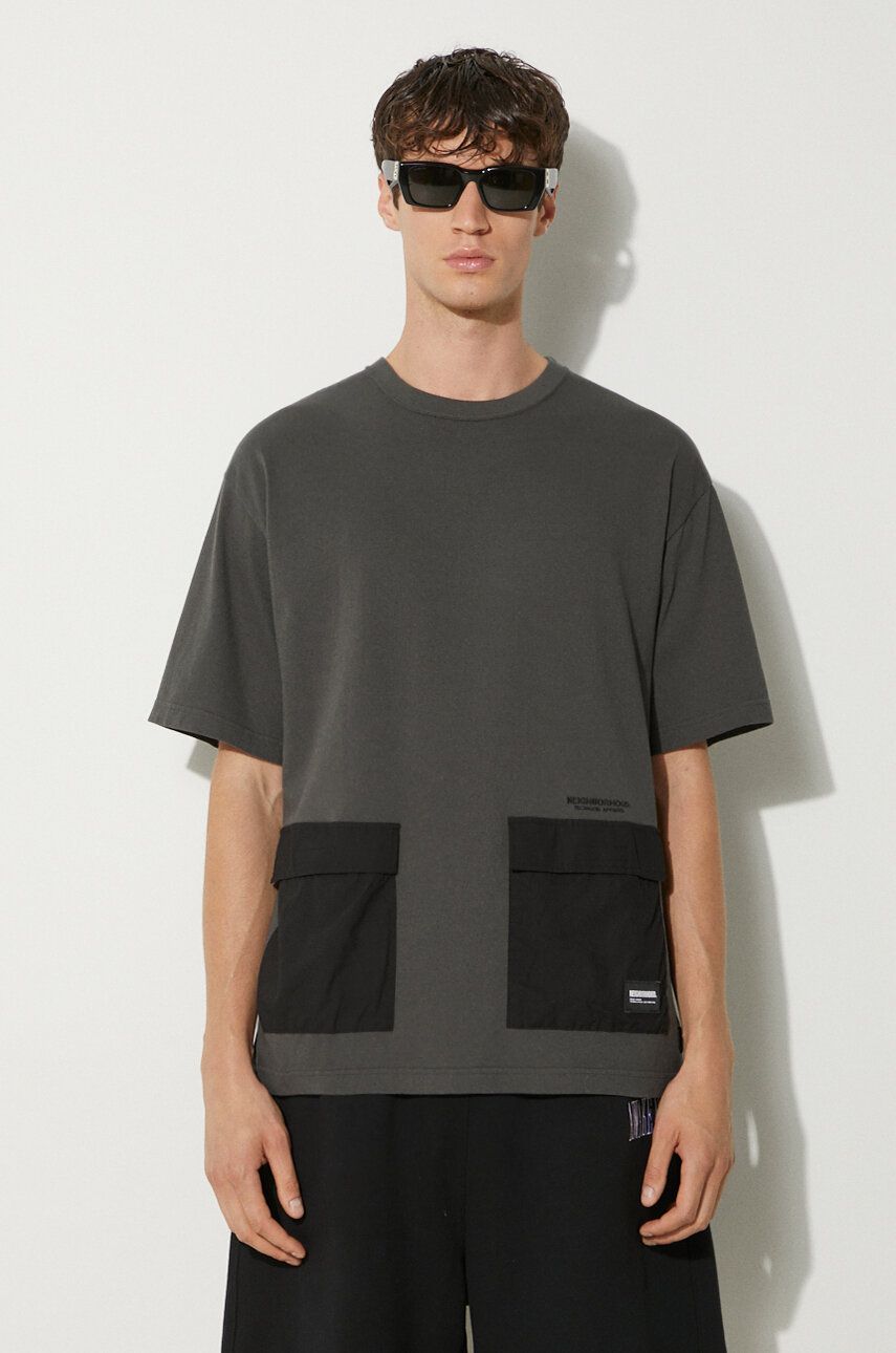 Тениска Neighborhood NEIGHBORHOOD Design Crewneck T-Shirt with Pockets Сиво | 241UWNH.CSM05, 0