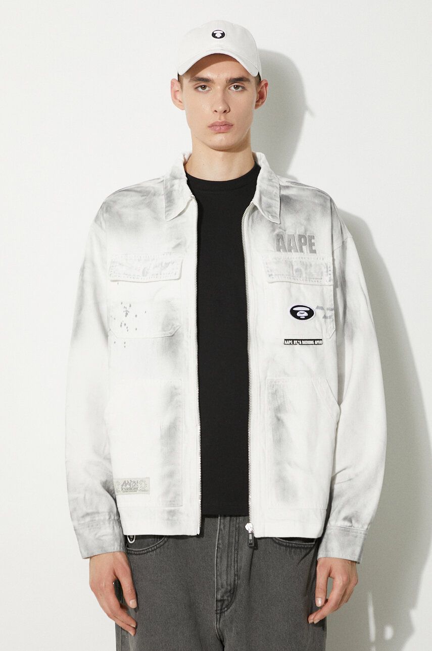 Яке AAPE by A Bathing Ape AAPE Men's White Denim Jacket AAPLJM7644XBM Бяло | AAPLJM7644XBM, 0