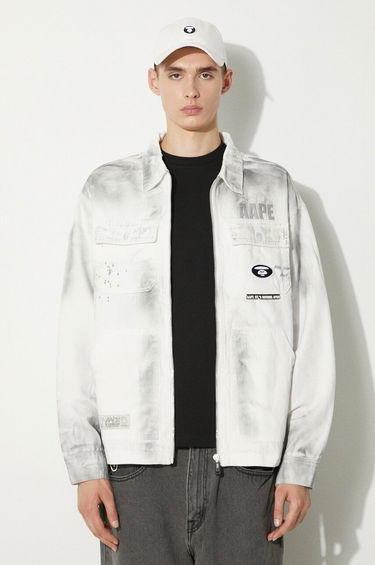 Яке AAPE by A Bathing Ape AAPE Men's White Denim Jacket AAPLJM7644XBM Бяло | AAPLJM7644XBM, 0