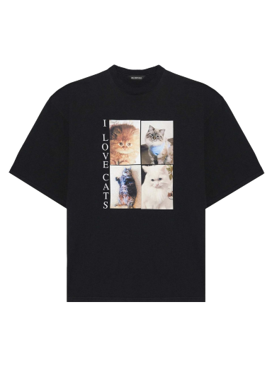 Тениска Balenciaga I Love Cats T-Shirt Черно | 641614TJVG81000