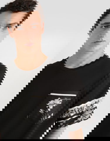 Тениска Dolce & Gabbana Cotton And Silk T-shirt With Floral Print Черно | G8SB2TG7PZJN0000, 3