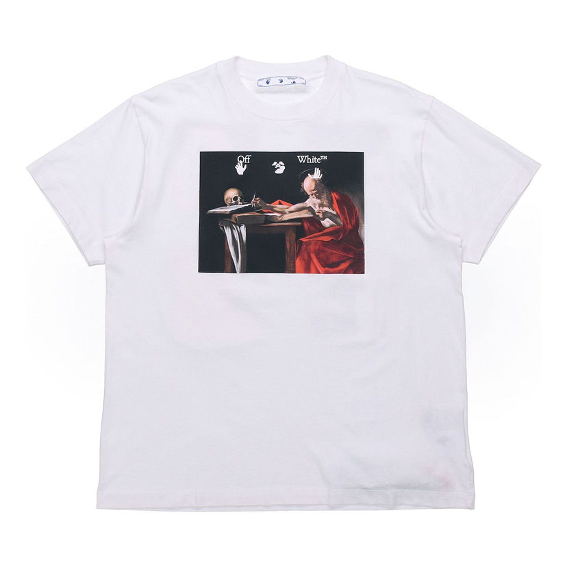Тениска Off-White Caravaggio Over Graphic Print T-Shirt Бяло | OMAA038R21JER0030125