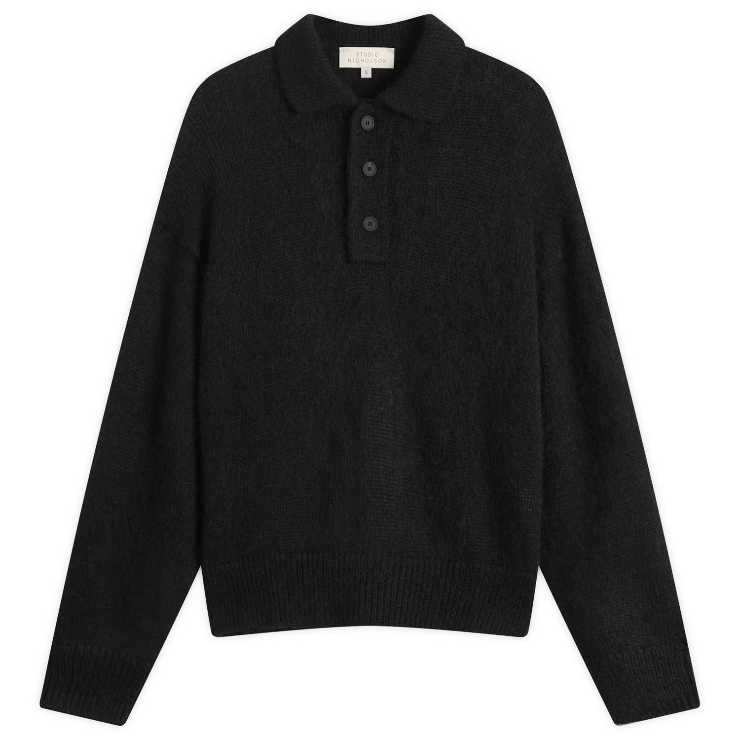 Пуловер Studio Nicholson Studio Nicholson Dune Polo Sweater Черно | DUNESN-1493-BLK, 1