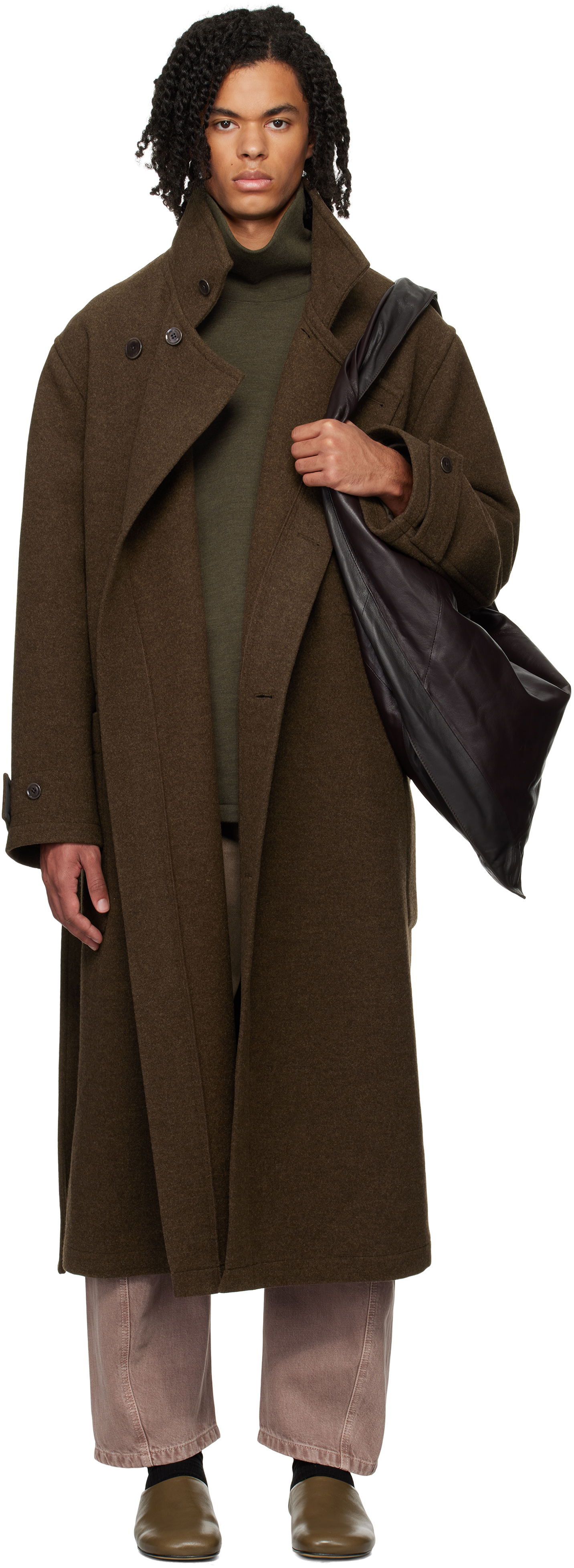 Тренчкот LEMAIRE LEMAIRE Men's Wrap Coat Зелено | CO1090 LF1117, 0
