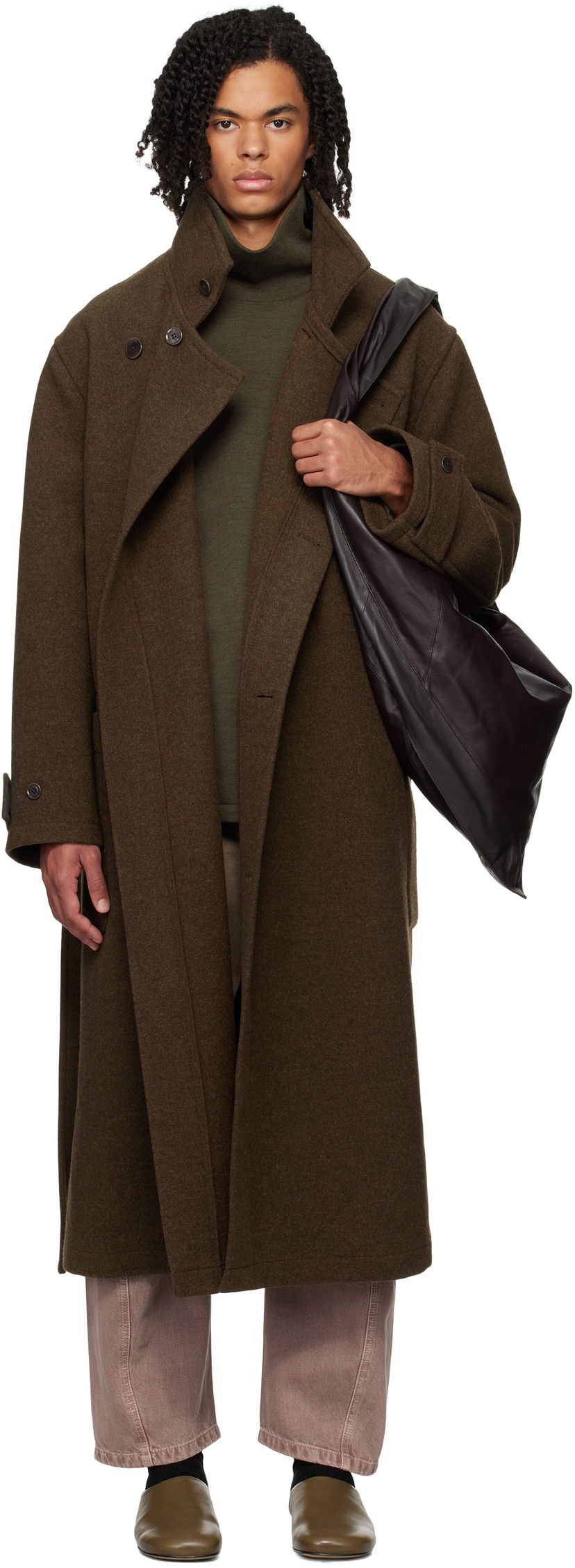 Тренчкот LEMAIRE LEMAIRE Men's Wrap Coat Зелено | CO1090 LF1117