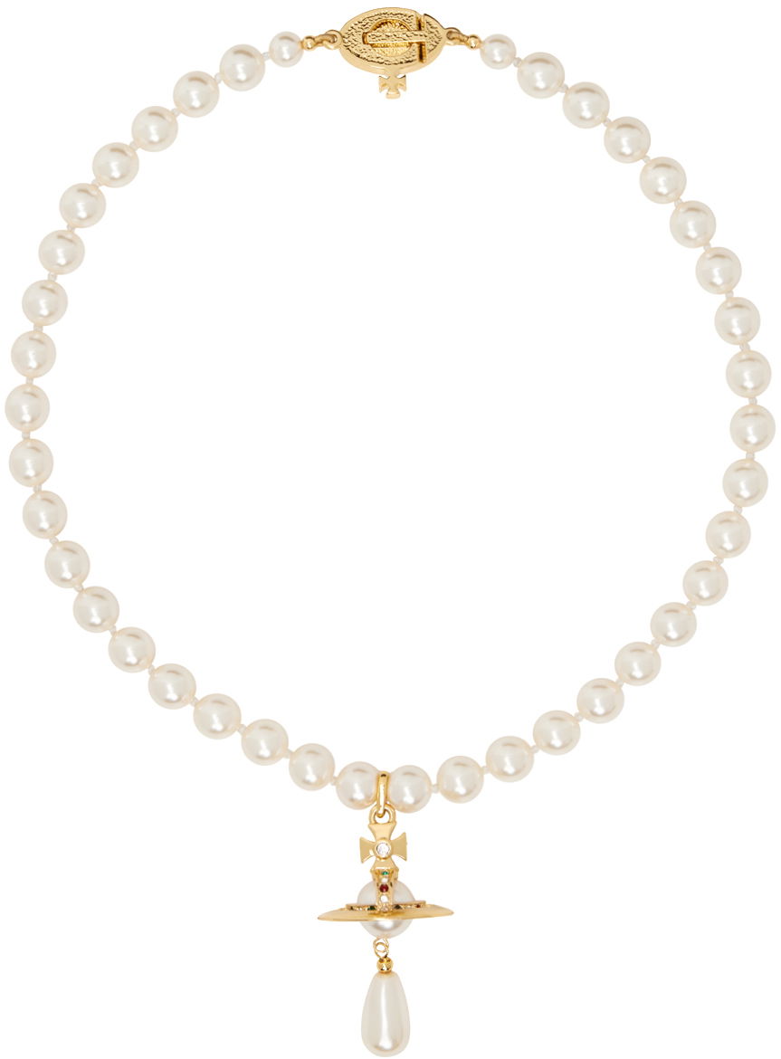 Колие Vivienne Westwood Pearl Drop Choker Necklace Металик | 63030008-02R118-CN, 0