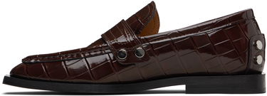 Кецове и обувки GANNI Patent Croc-Embossed Studded Loafers Кафяво | S3116, 2