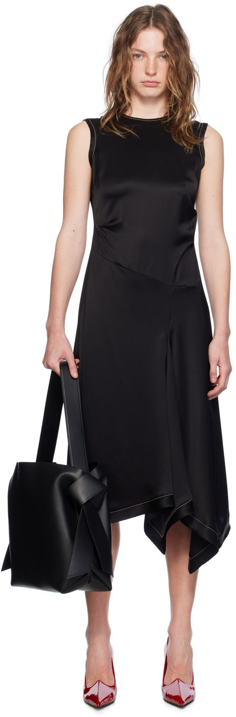 Pокля Acne Studios Black Raw Edge Midi Dress Черно | A20734-