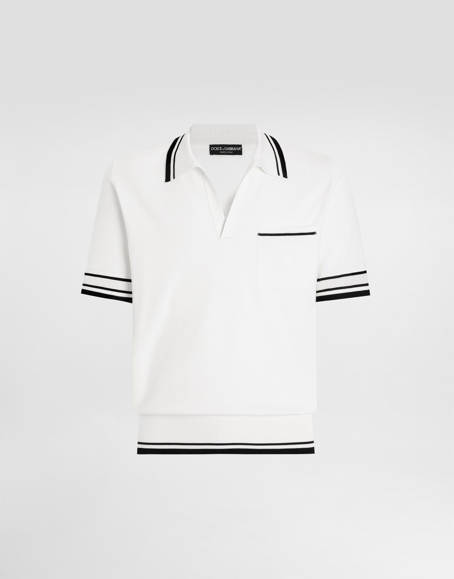 Поло тениска Dolce & Gabbana Dolce & Gabbana Silk Piqué Polo Shirt Бяло | GXZ74ZJBSLUW0800, 0