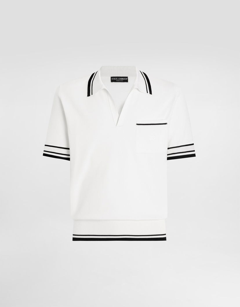 Поло тениска Dolce & Gabbana Dolce & Gabbana Silk Piqué Polo Shirt Бяло | GXZ74ZJBSLUW0800