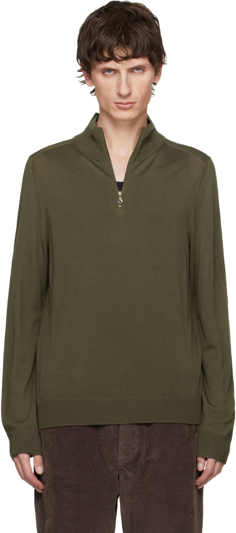 Пуловер Paul Smith Paul Smith Merino Wool Half-Zip Sweater Зелено | M1R-239Z-P02093-63