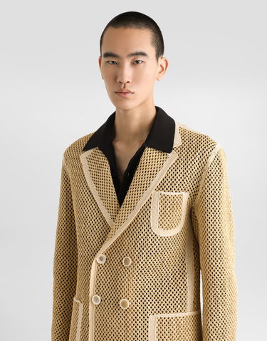 Яке Dolce & Gabbana Dolce & Gabbana Double-breasted Raffia Mesh Jacket Бежово | G2UL1TGJ208S9000, 3