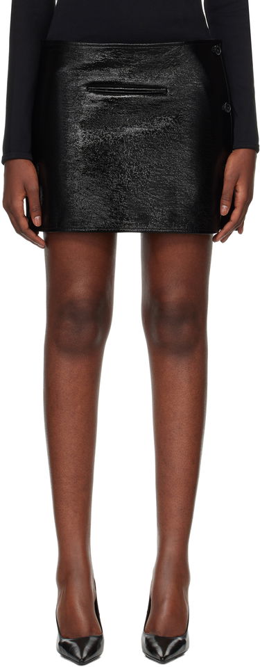 Пола Courrèges Vinyl Asymmetrical Miniskirt Черно | 424CJU204VY0014, 0