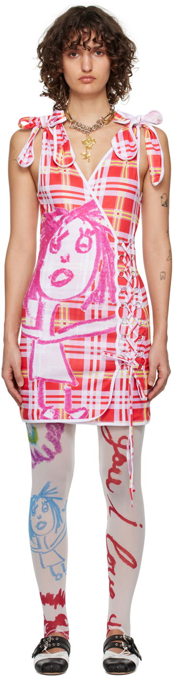 Pокля Chopova Lowena Chopova Lowena Knock Out Plaid Print Mini Dress Червено | 1286, 0