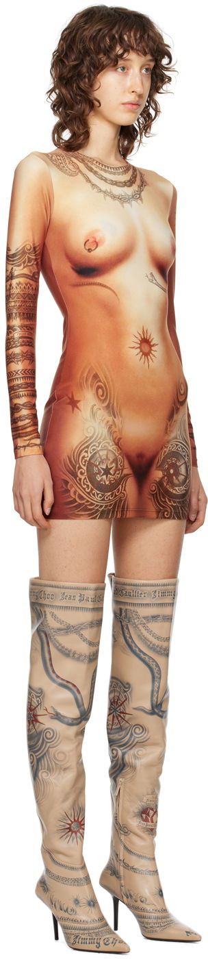 Pокля Jean Paul Gaultier Jean Paul Gaultier 'The Short Body Tattoo' Minidress Бежово | 23/15-F-RO070-J527-25, 1