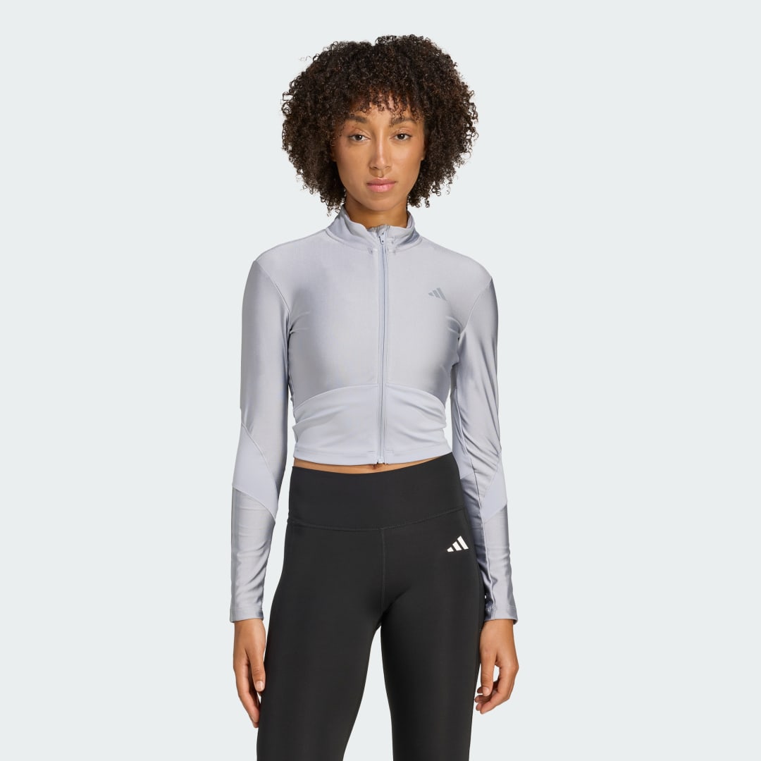 Суитчър adidas Performance Hyperglam Shine Cropped Jacket Сиво | JV5831, 0