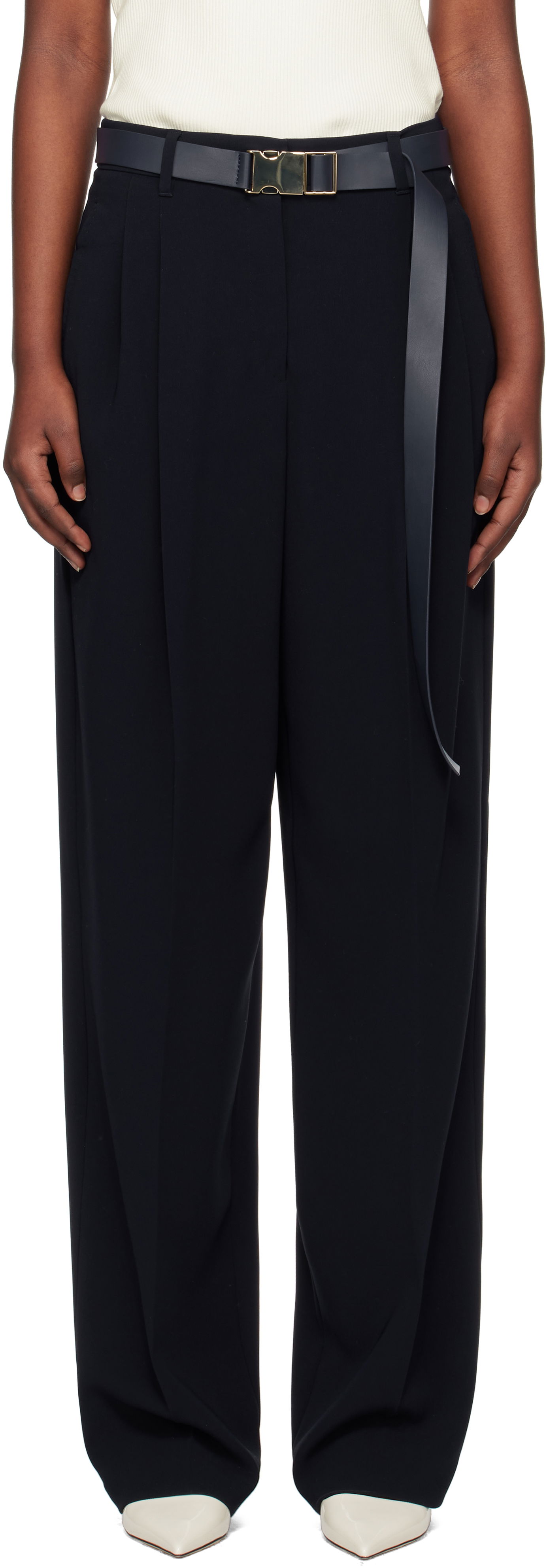 Панталони Max Mara Max Mara Neottia Pleated Wide-Leg Trousers Тъмно синьо | 2516131011600, 0