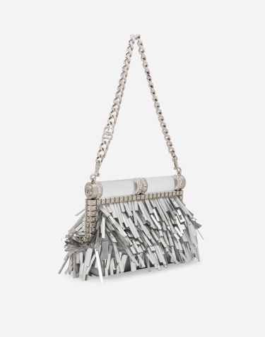 Дамска чанта Dolce & Gabbana Mordore Nappa Fringed Clutch Bag Металик | BB7097AY83180998, 2