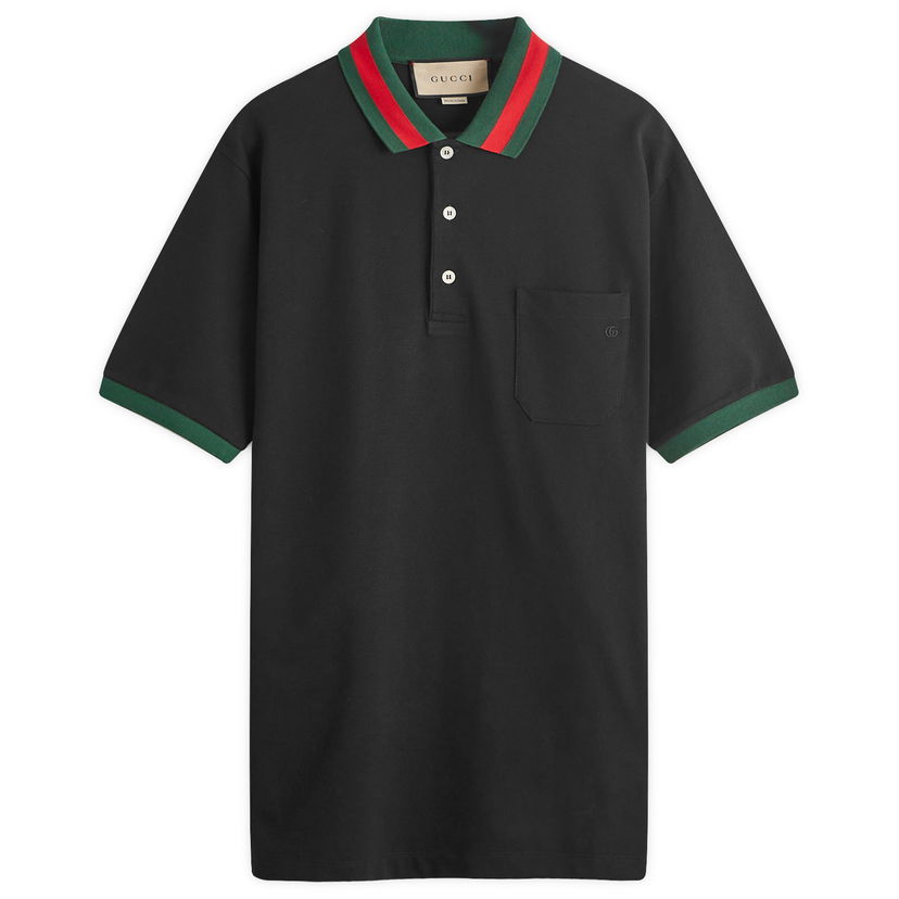 Поло тениска Gucci GRG Collar Polo Черно | 701735-XJELJ-1043