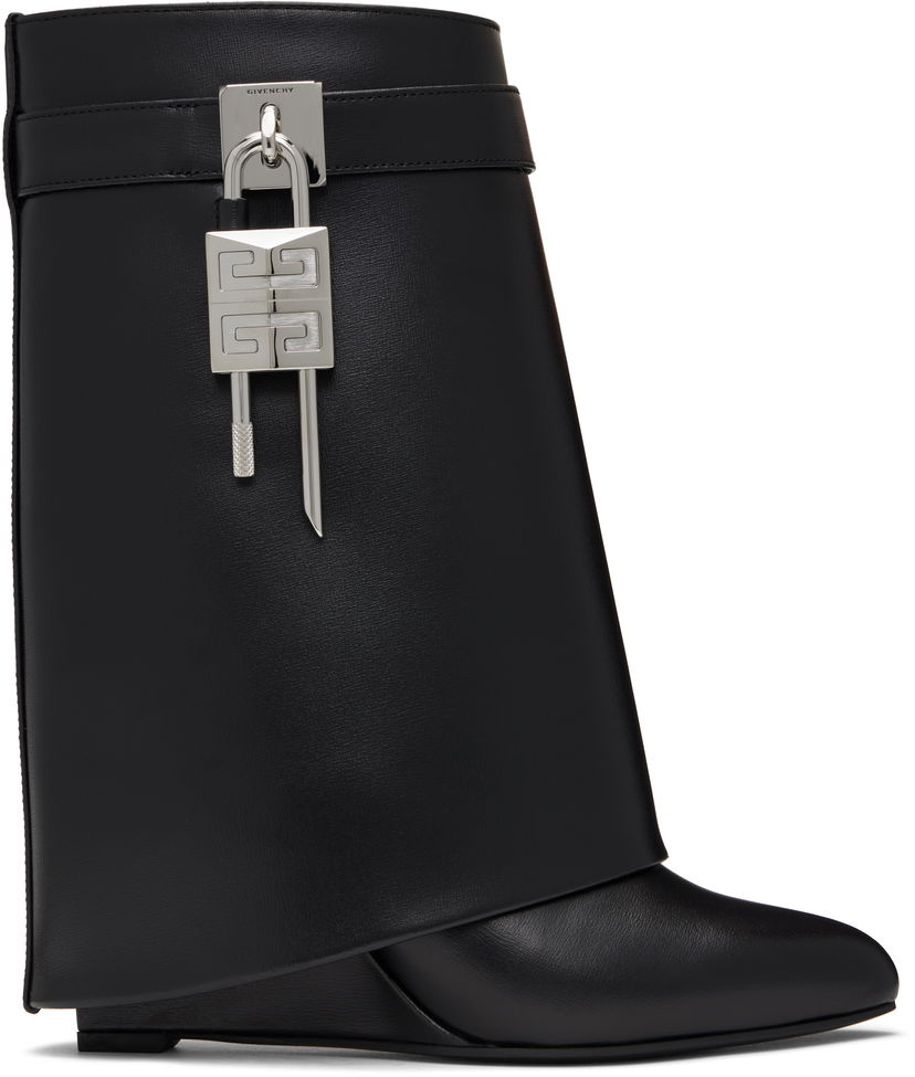 Кецове и обувки Givenchy Givenchy Shark Lock Wedge Ankle Boots Черно | BE602RE147001