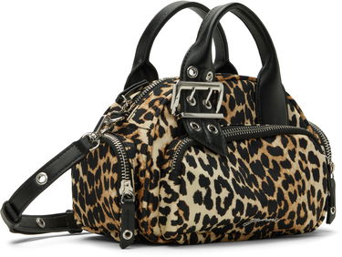 Дамска чанта GANNI Leopard Mini Polochon Bag Металик | A6740, 1