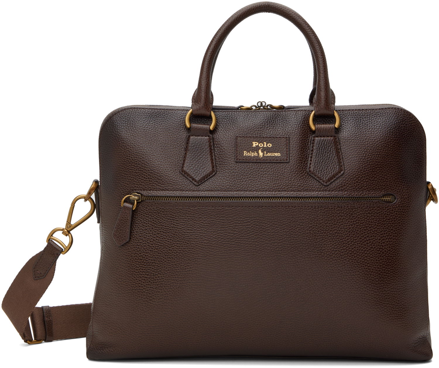 Дамска чанта Polo by Ralph Lauren Ralph Lauren Pebble Leather Commuter Briefcase Кафяво | 405962458002, 0