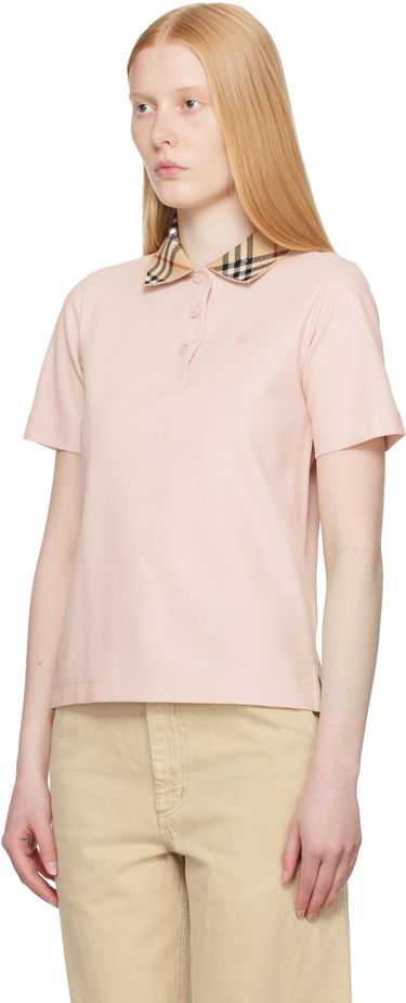 Поло тениска Burberry Burberry Check Collar Polo Розово | 8110317, 3
