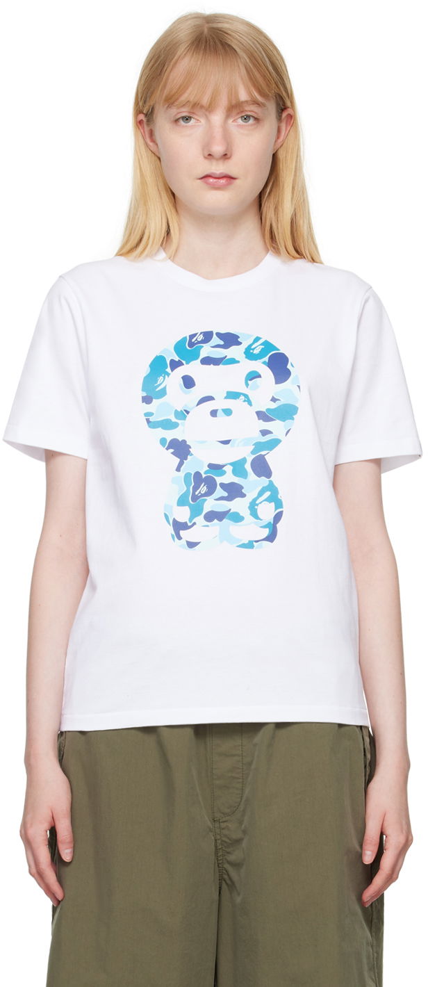 BAPE White Abc Camo Big Baby Milo T-Shirt