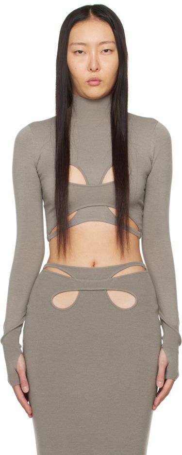 Съкратен топ Dion Lee Mobius Loop Cutout Long Sleeve Top Сиво | A7783PS24, 0