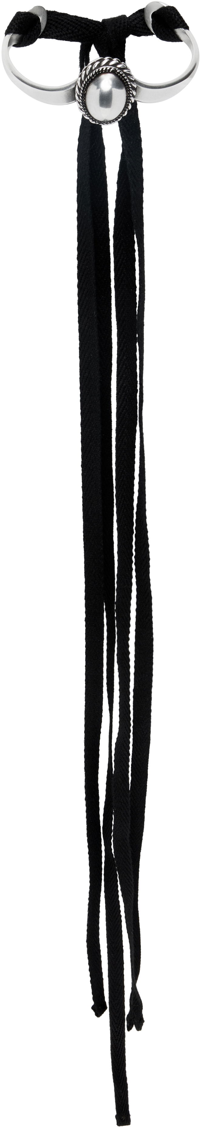 Гривна Ann Demeulemeester Ann Demeulemeester Leja Cabochon Cord Bracelet Черно | B0012994-JW021-070