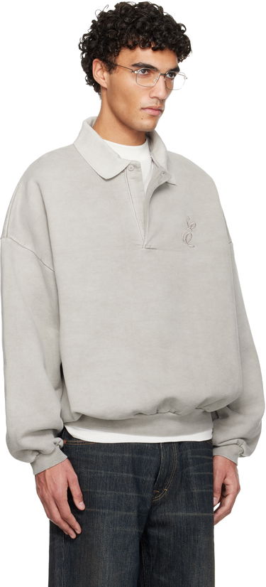 Суитчър Fear of God Holiday Embroidered Long-Sleeve Polo Sweatshirt Сиво | 192HO252041F, 1