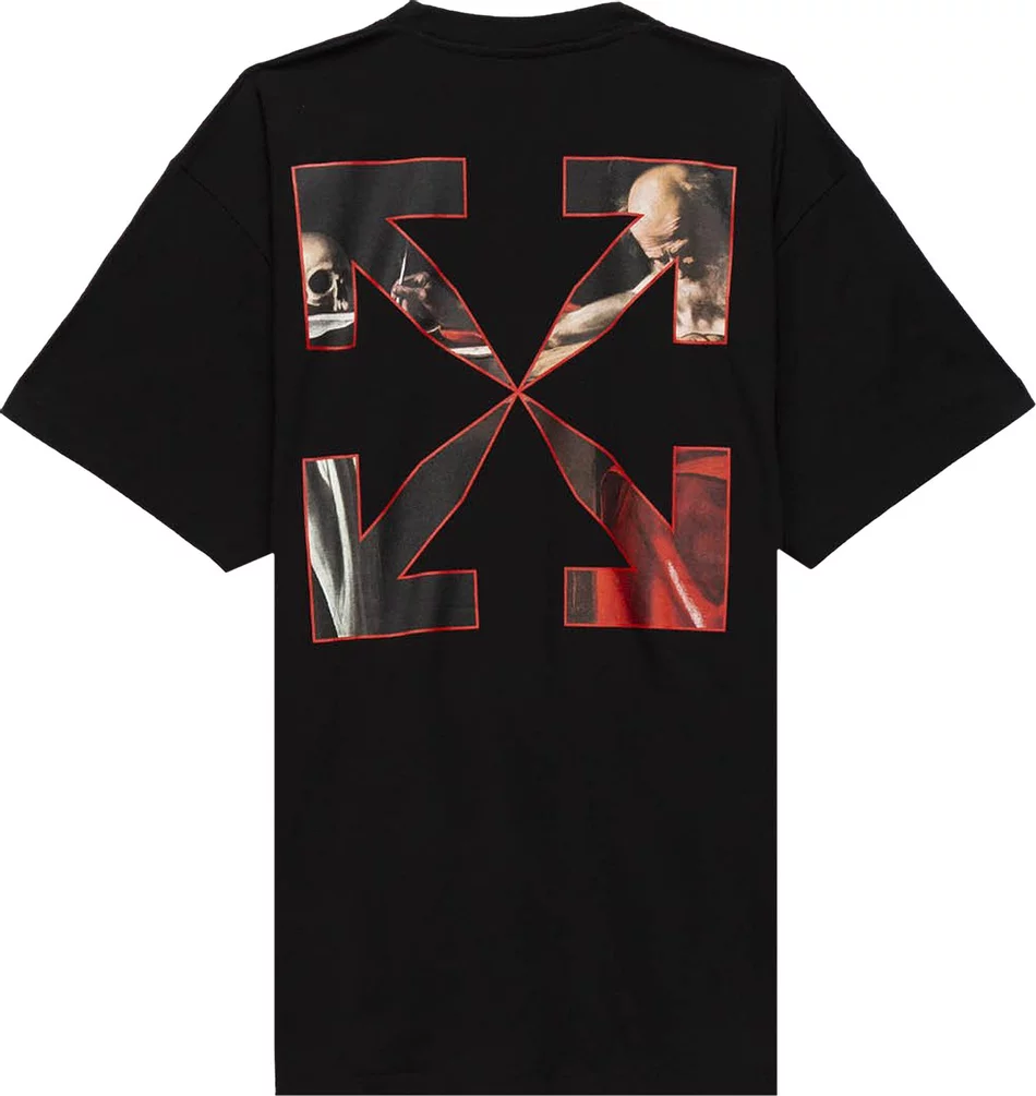 Тениска Off-White Caravaggio Print T-Shirt Size S Черно | OMAA038R21JER003, 1