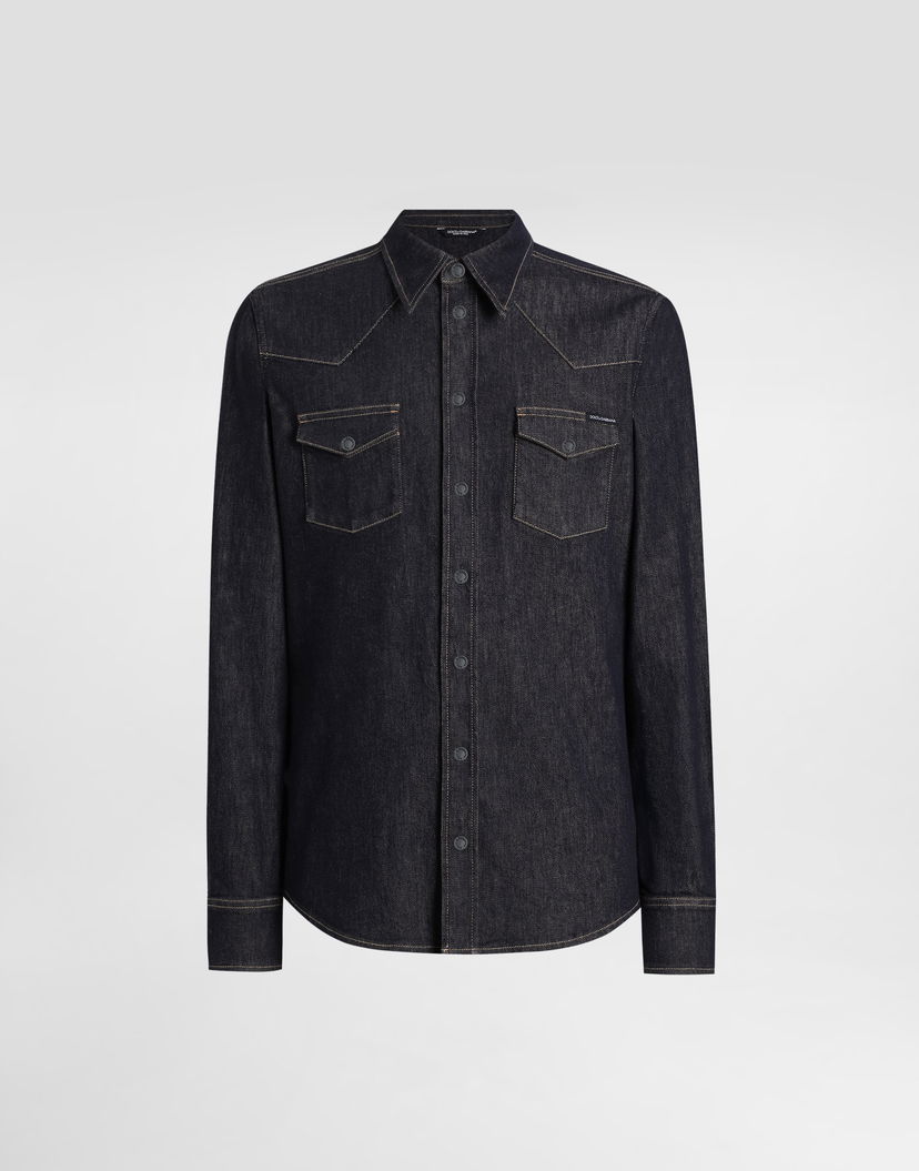 Риза Dolce & Gabbana Dolce & Gabbana Men's Stretch Denim Shirt Синьо | G5JC8DG8NH9S9001