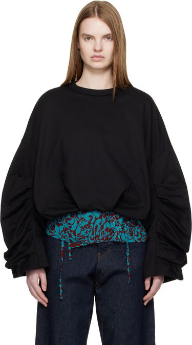 Суитчър Dries Van Noten Dries Van Noten Oversized Draped Crewneck Sweatshirt Черно | 261-131109-3611, 0