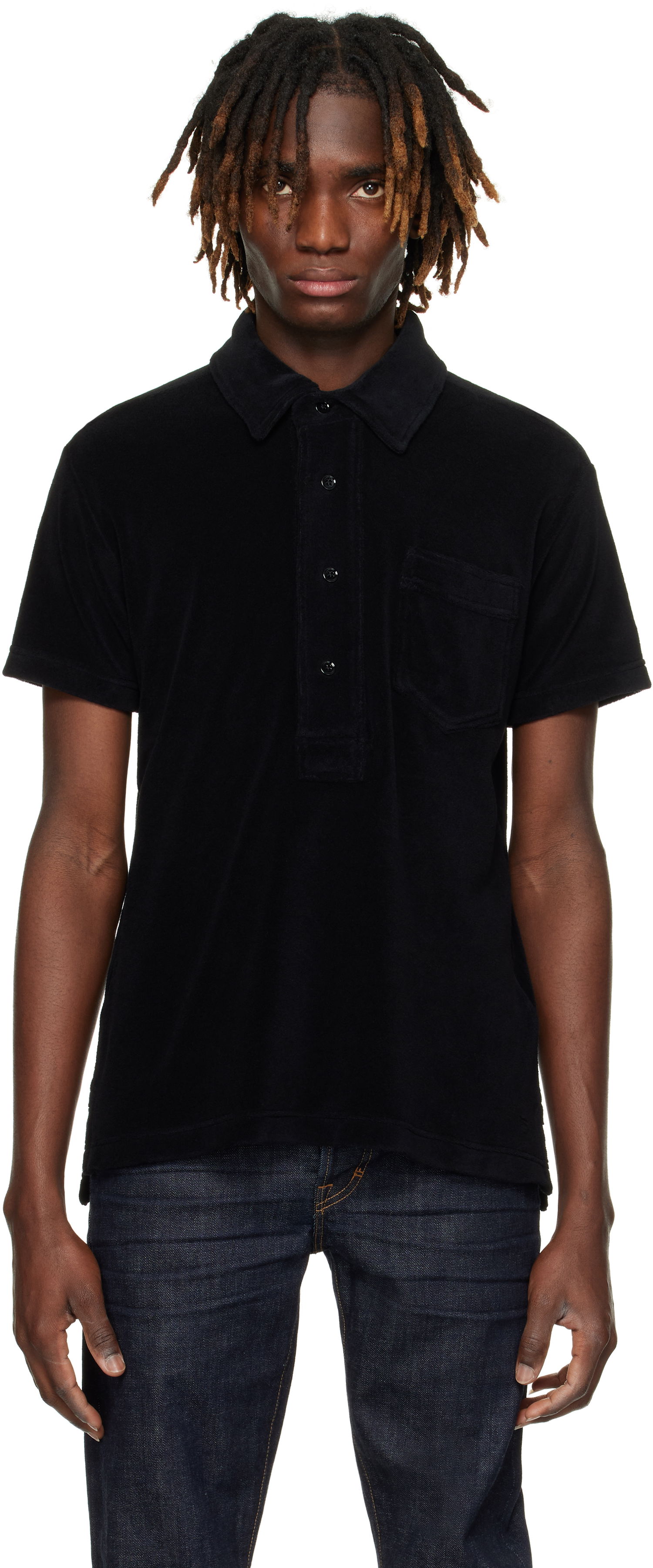 Поло тениска Tom Ford Tom Ford Towelling Polo Черно | JPS009-JMC053S25, 0