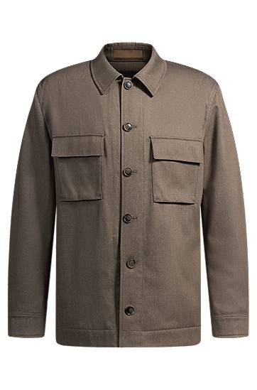 Риза BOSS Relaxed Fit Virgin Wool Overshirt Кафяво | 50534248, 0