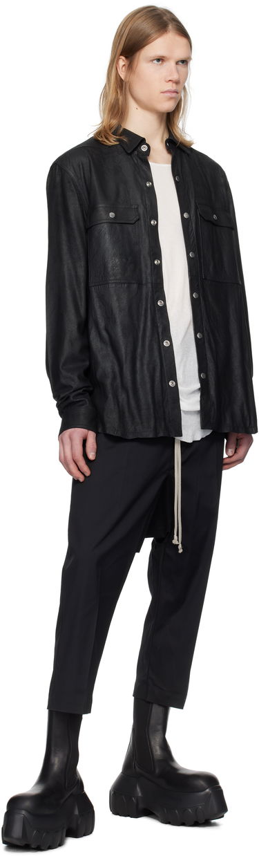 Риза Rick Owens Rick Owens Hollywood Megablister Lamb Leather Overshirt Черно | RU01E5729 LBA, 3