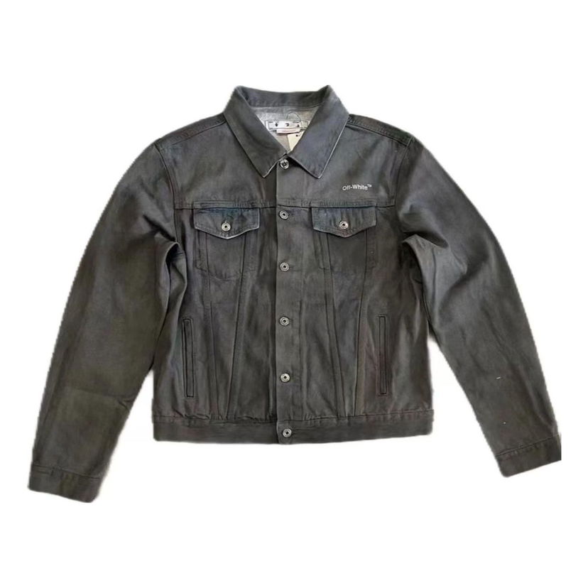 Яке Off-White Alphabet Patterned Denim Jacket Сиво | OMYE079C99DEN0044001SD