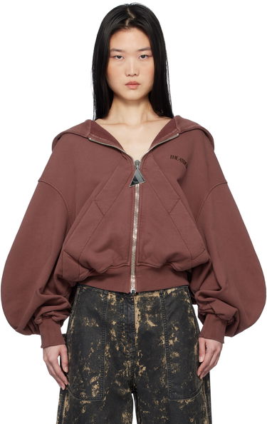 Суитчър The Attico The Attico Bonded Logo Cropped Zip-Up Hoodie Бургунди | 250WCF00015 JJF003AA, 0