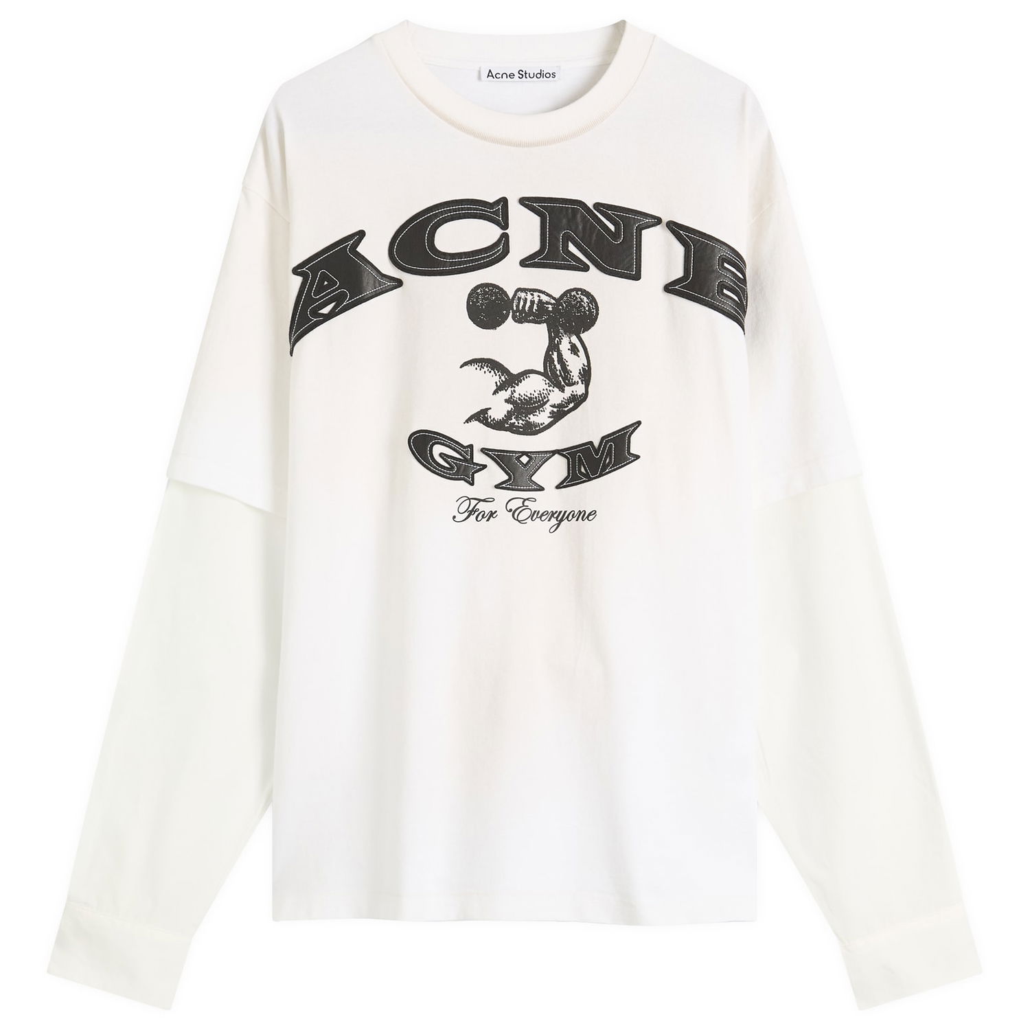 Тениска Acne Studios Acne Studios Exford U Layered Long Sleeve T-Shirt, Size Small Бяло | CL0404-DC6, 0