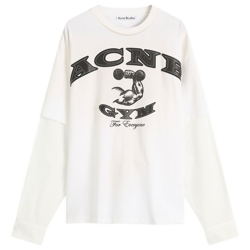 Тениска Acne Studios Acne Studios Exford U Layered Long Sleeve T-Shirt, Size Small Бяло | CL0404-DC6