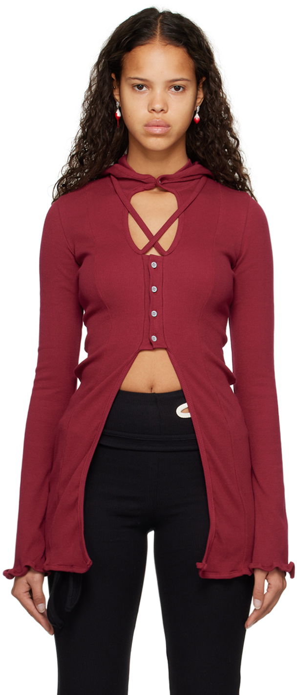 Пуловер Ottolinger Ottolinger Lounge Rib Hoodie Бургунди | 403504, 0