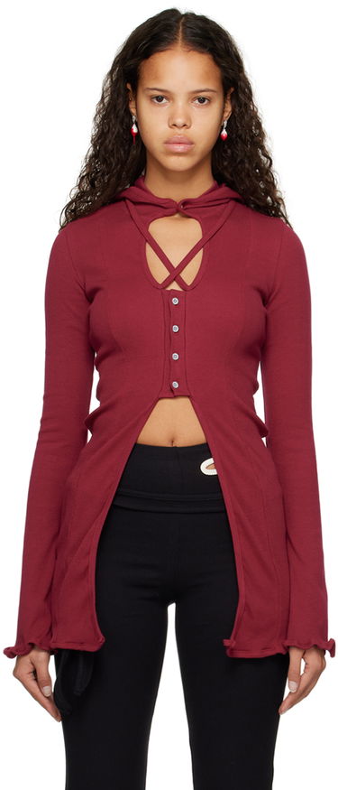 Пуловер Ottolinger Ottolinger Lounge Rib Hoodie Бургунди | 403504, 0