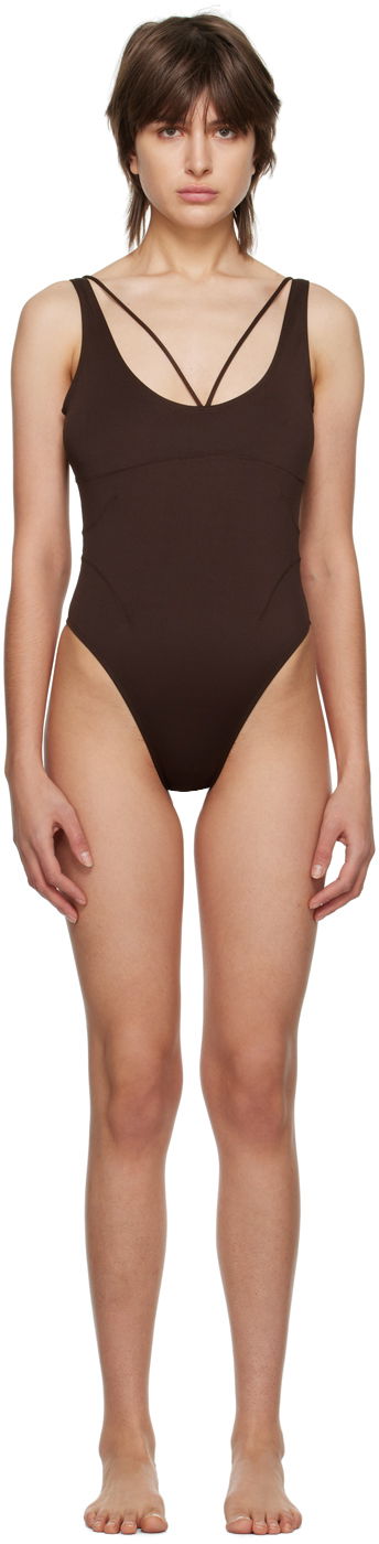 Бански Jacquemus Le Raphia 'Le Maillot Signature' One-Piece Swimsuit Кафяво | 22H223SW013-2133, 0